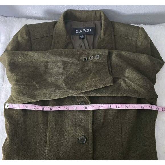 Linda Allard Ellen Tracy Wool Blazer Jacket Size 14 Olive Green Academia Career - Picture 6 of 10